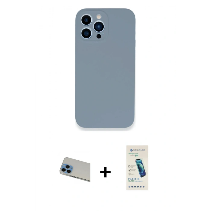 MARSİLYAN™- iPhone 13 Pro Max Kılıf Zirve Modern Özel Seri - Şeffaf Pasifik Cam Ekran Koruyucu + Rainbow Kamera Lens Koruma Cam - MI
