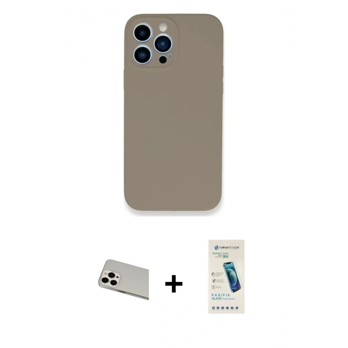 MARSİLYAN™- iPhone 13 Pro Max Kılıf Zirve Modern Özel Seri - Şeffaf Pasifik Cam Ekran Koruyucu + Rainbow Kamera Lens Koruma Cam - BZ