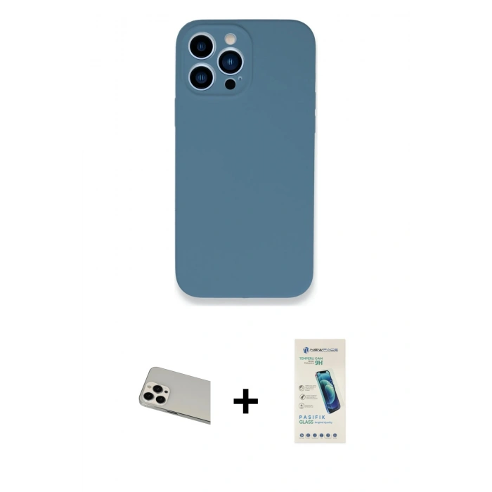 MARSİLYAN™- iPhone 13 Pro Max Kılıf Zirve Modern Özel Seri - Şeffaf Pasifik Cam Ekran Koruyucu + Rainbow Kamera Lens Koruma Cam - BZ