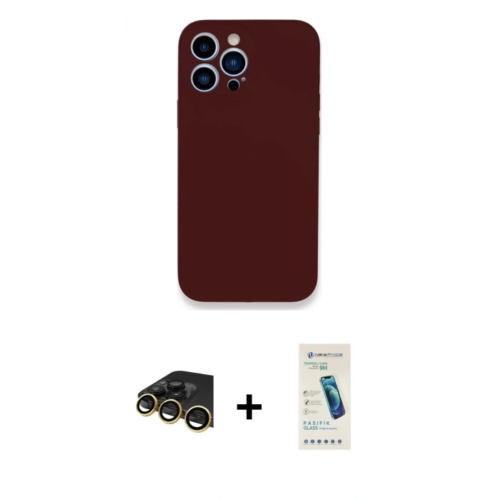 MARSİLYAN™- iPhone 13 Pro Max Kılıf Zirve Modern Özel Seri - Şeffaf Pasifik Cam Ekran Koruyucu + Raze Metal Kamera Lens - GD