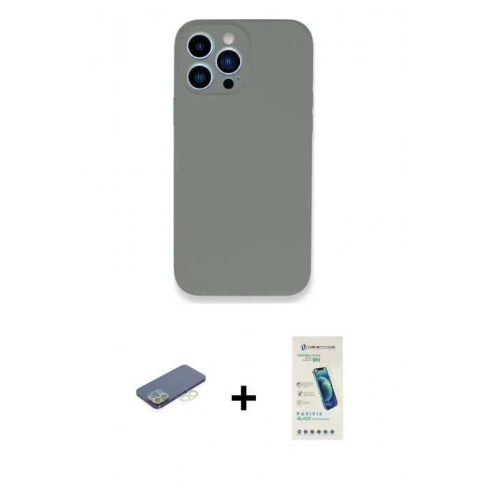 MARSİLYAN™- iPhone 13 Pro Max Kılıf Zirve Modern Özel Seri - Şeffaf Pasifik Cam Ekran Koruyucu + Renkli Kamera Lens Koruma Cam - YL