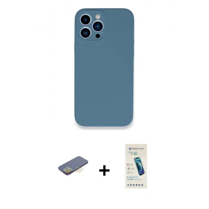 MARSİLYAN™- iPhone 13 Pro Max Kılıf Zirve Modern Özel Seri - Şeffaf Pasifik Cam Ekran Koruyucu + Renkli Kamera Lens Koruma Cam - SI