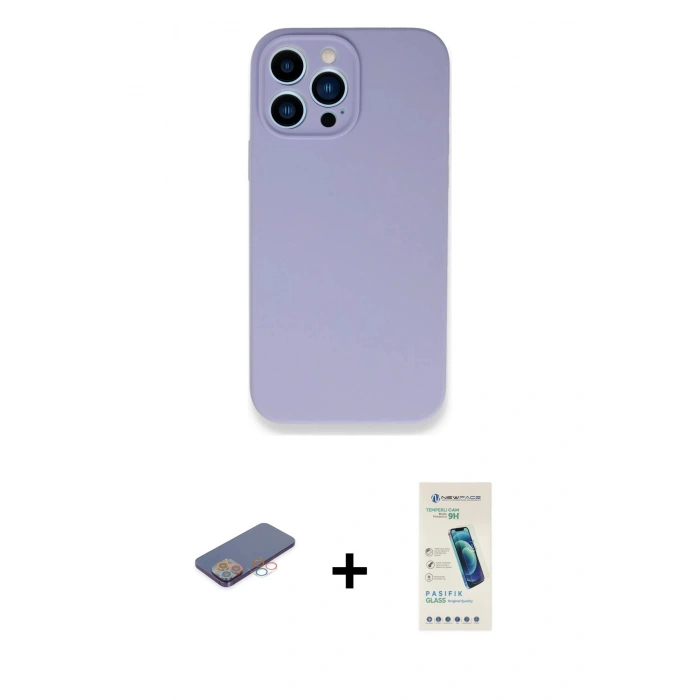 MARSİLYAN™- iPhone 13 Pro Max Kılıf Zirve Modern Özel Seri - Şeffaf Pasifik Cam Ekran Koruyucu + Renkli Kamera Lens Koruma Cam - PE