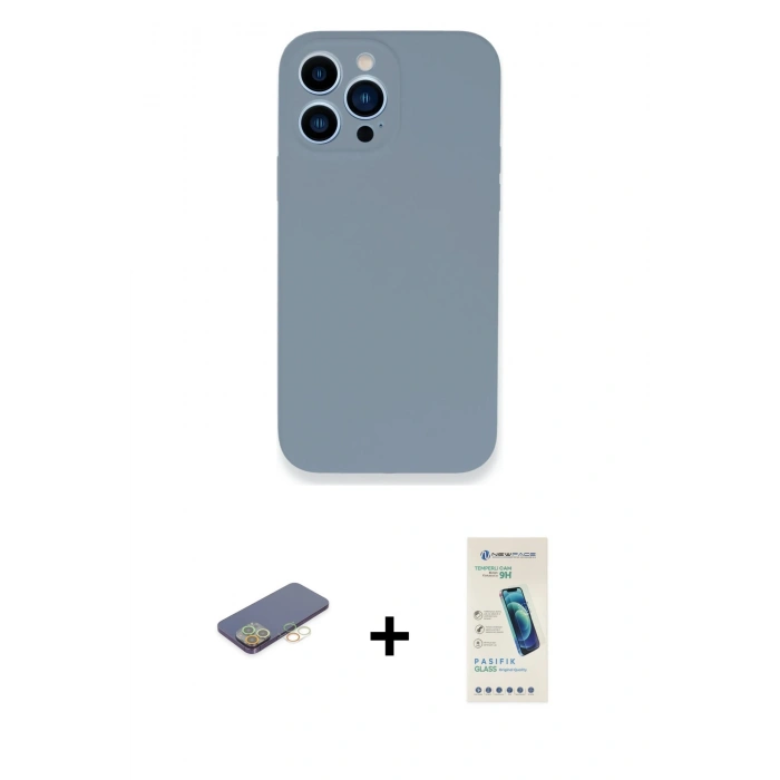 MARSİLYAN™- iPhone 13 Pro Max Kılıf Zirve Modern Özel Seri - Şeffaf Pasifik Cam Ekran Koruyucu + Renkli Kamera Lens Koruma Cam - SI