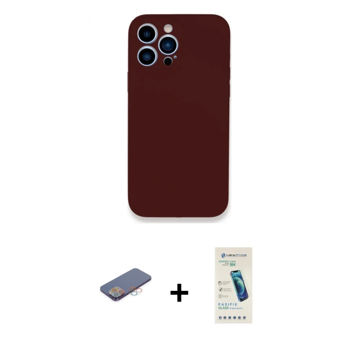 MARSİLYAN™- iPhone 13 Pro Max Kılıf Zirve Modern Özel Seri - Şeffaf Pasifik Cam Ekran Koruyucu + Renkli Kamera Lens Koruma Cam - PE