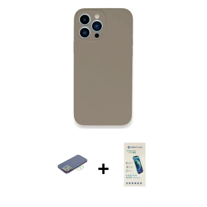 MARSİLYAN™- iPhone 13 Pro Max Kılıf Zirve Modern Özel Seri - Şeffaf Pasifik Cam Ekran Koruyucu + Renkli Kamera Lens Koruma Cam - YL