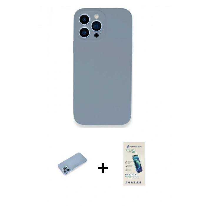 MARSİLYAN™- iPhone 13 Pro Max Kılıf Zirve Modern Özel Seri - Şeffaf Pasifik Cam Ekran Koruyucu + Shine Kamera Lens Koruma Cam - MI
