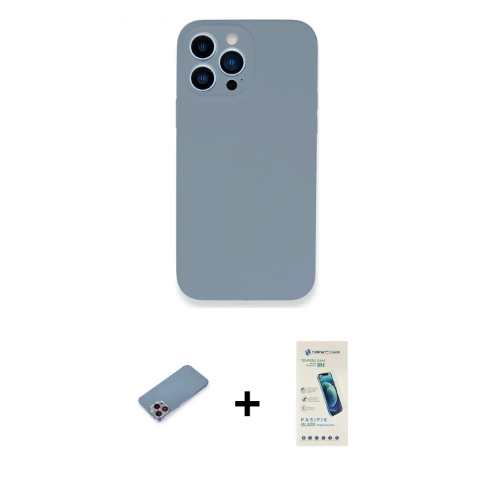 MARSİLYAN™- iPhone 13 Pro Max Kılıf Zirve Modern Özel Seri - Şeffaf Pasifik Cam Ekran Koruyucu + Shine Kamera Lens Koruma Cam - PE