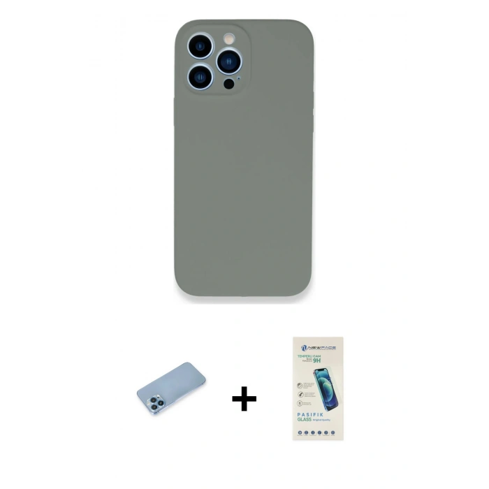 MARSİLYAN™- iPhone 13 Pro Max Kılıf Zirve Modern Özel Seri - Şeffaf Pasifik Cam Ekran Koruyucu + Shine Kamera Lens Koruma Cam - MI