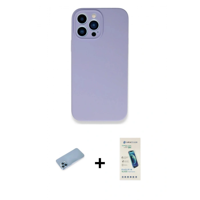 MARSİLYAN™- iPhone 13 Pro Max Kılıf Zirve Modern Özel Seri - Şeffaf Pasifik Cam Ekran Koruyucu + Shine Kamera Lens Koruma Cam - MI