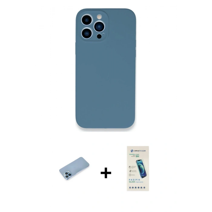 MARSİLYAN™- iPhone 13 Pro Max Kılıf Zirve Modern Özel Seri - Şeffaf Pasifik Cam Ekran Koruyucu + Shine Kamera Lens Koruma Cam - MI