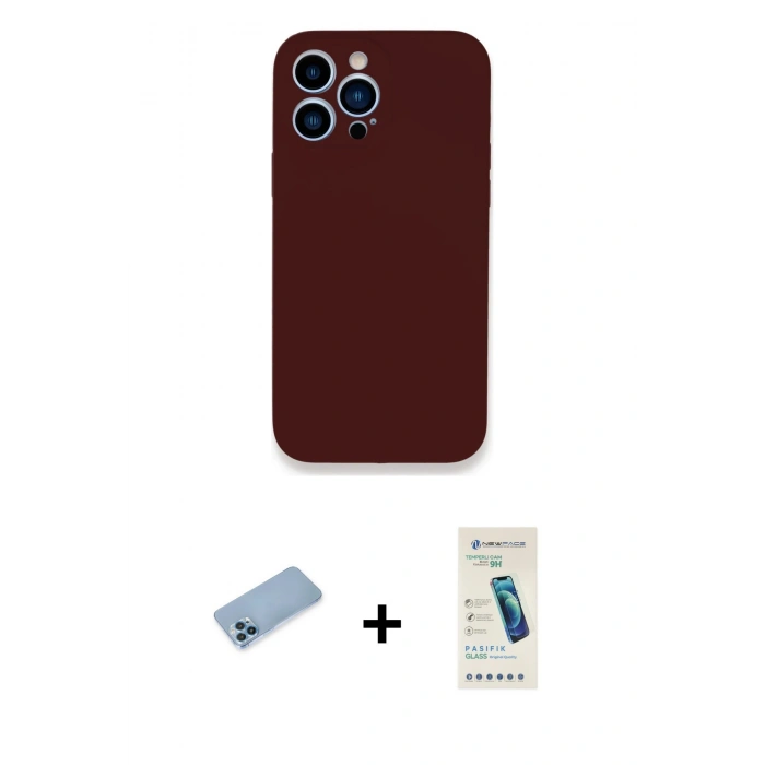 MARSİLYAN™- iPhone 13 Pro Max Kılıf Zirve Modern Özel Seri - Şeffaf Pasifik Cam Ekran Koruyucu + Shine Kamera Lens Koruma Cam - MI