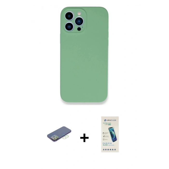 MARSİLYAN™- iPhone 13 Pro Max Kılıf Zirve Modern Özel Seri - Şeffaf Pasifik Cam Ekran Koruyucu + Renkli Kamera Lens Koruma Cam - YL