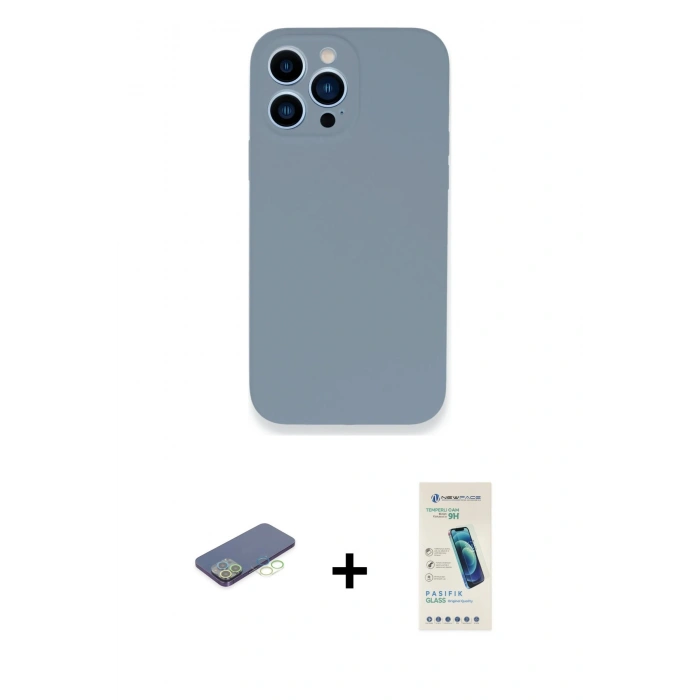 MARSİLYAN™- iPhone 13 Pro Max Kılıf Zirve Modern Özel Seri - Şeffaf Pasifik Cam Ekran Koruyucu + Renkli Kamera Lens Koruma Cam - YL