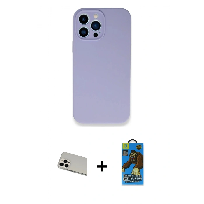 MARSİLYAN™- iPhone 13 Pro Max Kılıf Zirve Modern Özel Seri - Siyah 18D Cam Ekran Koruyucu + Rainbow Kamera Lens Koruma Cam - BZ