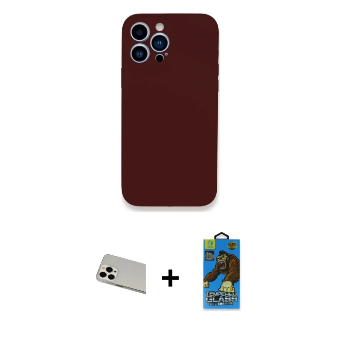 MARSİLYAN™- iPhone 13 Pro Max Kılıf Zirve Modern Özel Seri - Siyah 18D Cam Ekran Koruyucu + Rainbow Kamera Lens Koruma Cam - BZ