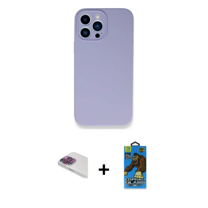MARSİLYAN™- iPhone 13 Pro Max Kılıf Zirve Modern Özel Seri - Siyah 18D Cam Ekran Koruyucu + Pers Alüminyum Kamera Lens - GI