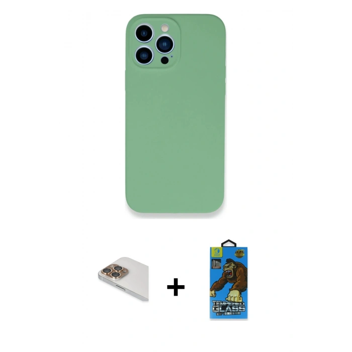 MARSİLYAN™- iPhone 13 Pro Max Kılıf Zirve Modern Özel Seri - Siyah 18D Cam Ekran Koruyucu + Pers Alüminyum Kamera Lens - GD