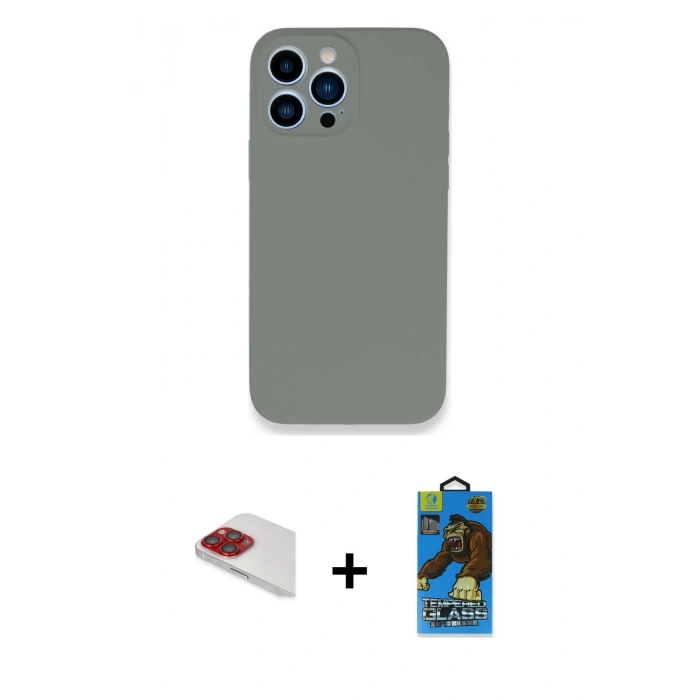 MARSİLYAN™- iPhone 13 Pro Max Kılıf Zirve Modern Özel Seri - Siyah 18D Cam Ekran Koruyucu + Pers Alüminyum Kamera Lens - KI