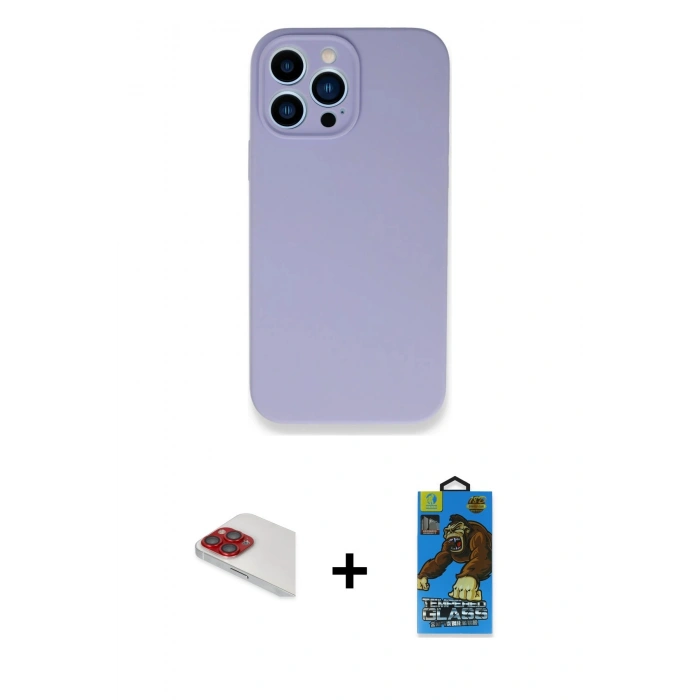 MARSİLYAN™- iPhone 13 Pro Max Kılıf Zirve Modern Özel Seri - Siyah 18D Cam Ekran Koruyucu + Pers Alüminyum Kamera Lens - KI