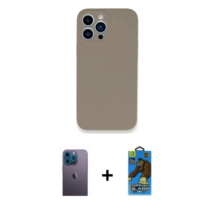 MARSİLYAN™- iPhone 13 Pro Max Kılıf Zirve Modern Özel Seri - Siyah 18D Cam Ekran Koruyucu + Neon Fosforlu Kamera Lens - MI