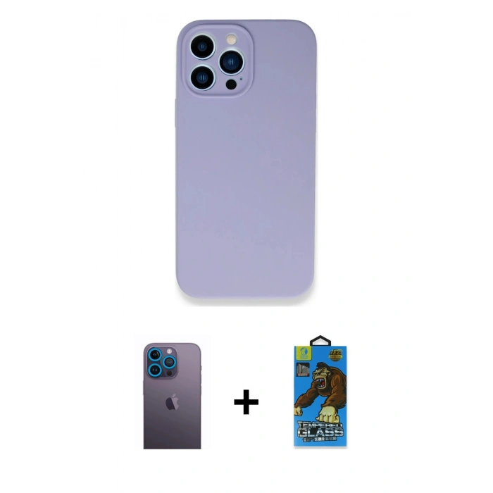 MARSİLYAN™- iPhone 13 Pro Max Kılıf Zirve Modern Özel Seri - Siyah 18D Cam Ekran Koruyucu + Neon Fosforlu Kamera Lens - MI