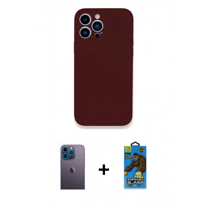 MARSİLYAN™- iPhone 13 Pro Max Kılıf Zirve Modern Özel Seri - Siyah 18D Cam Ekran Koruyucu + Neon Fosforlu Kamera Lens - MI