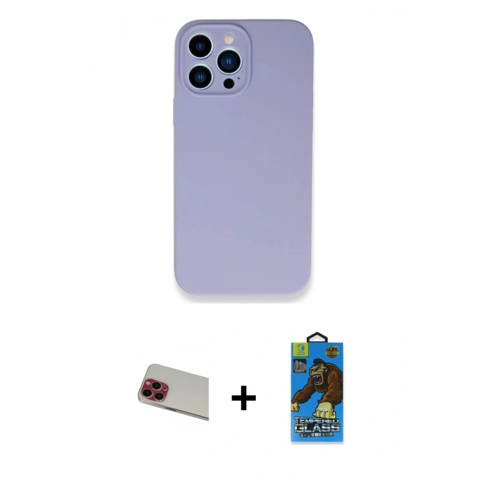 MARSİLYAN™- iPhone 13 Pro Max Kılıf Zirve Modern Özel Seri - Siyah 18D Cam Ekran Koruyucu + Rainbow Kamera Lens Koruma Cam - KI