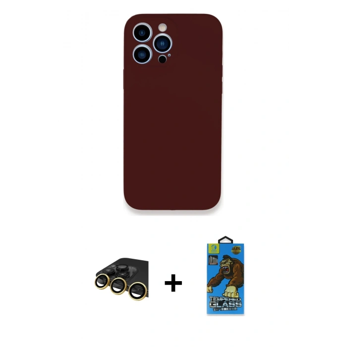 MARSİLYAN™- iPhone 13 Pro Max Kılıf Zirve Modern Özel Seri - Siyah 18D Cam Ekran Koruyucu + Raze Metal Kamera Lens - GD