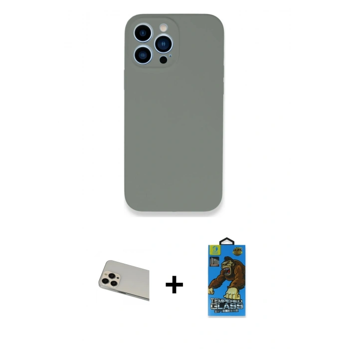 MARSİLYAN™- iPhone 13 Pro Max Kılıf Zirve Modern Özel Seri - Siyah 18D Cam Ekran Koruyucu + Rainbow Kamera Lens Koruma Cam - REGD