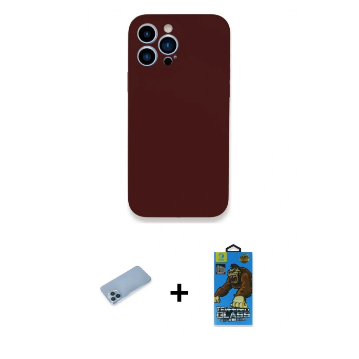 MARSİLYAN™- iPhone 13 Pro Max Kılıf Zirve Modern Özel Seri - Siyah 18D Cam Ekran Koruyucu + Shine Kamera Lens Koruma Cam - MI
