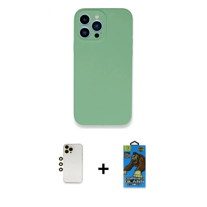 MARSİLYAN™- iPhone 13 Pro Max Kılıf Zirve Modern Özel Seri - Siyah 18D Cam Ekran Koruyucu + Shine Kamera Lens - GD