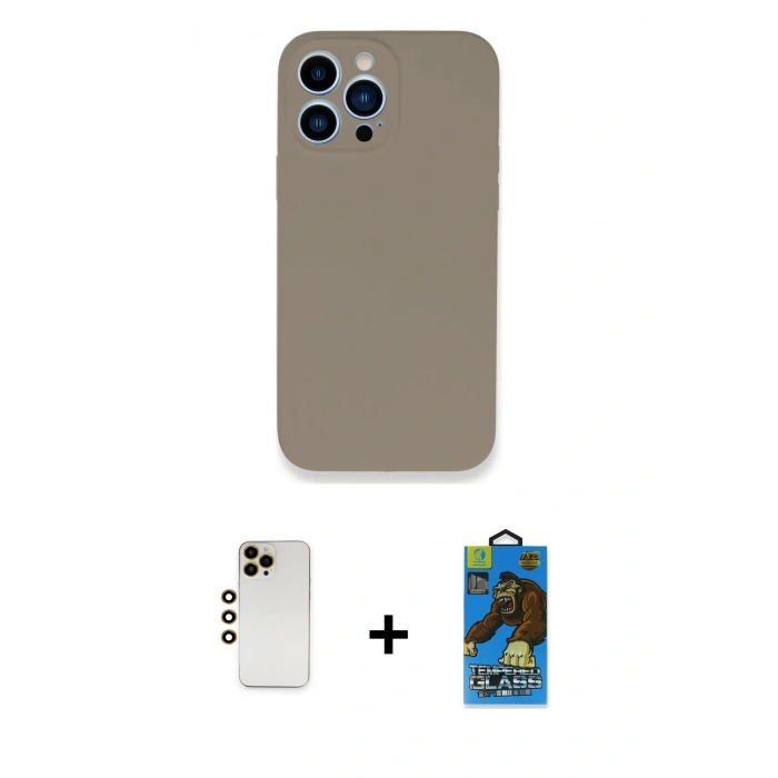 MARSİLYAN™- iPhone 13 Pro Max Kılıf Zirve Modern Özel Seri - Siyah 18D Cam Ekran Koruyucu + Shine Kamera Lens - GD