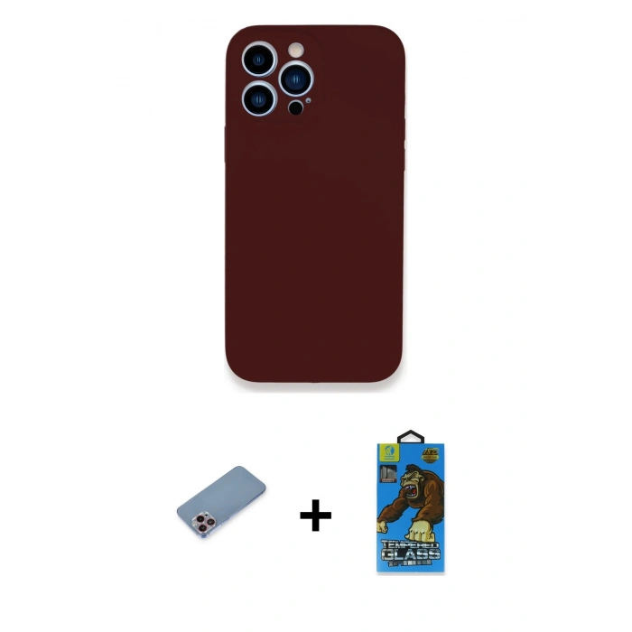 MARSİLYAN™- iPhone 13 Pro Max Kılıf Zirve Modern Özel Seri - Siyah 18D Cam Ekran Koruyucu + Shine Kamera Lens Koruma Cam - PE