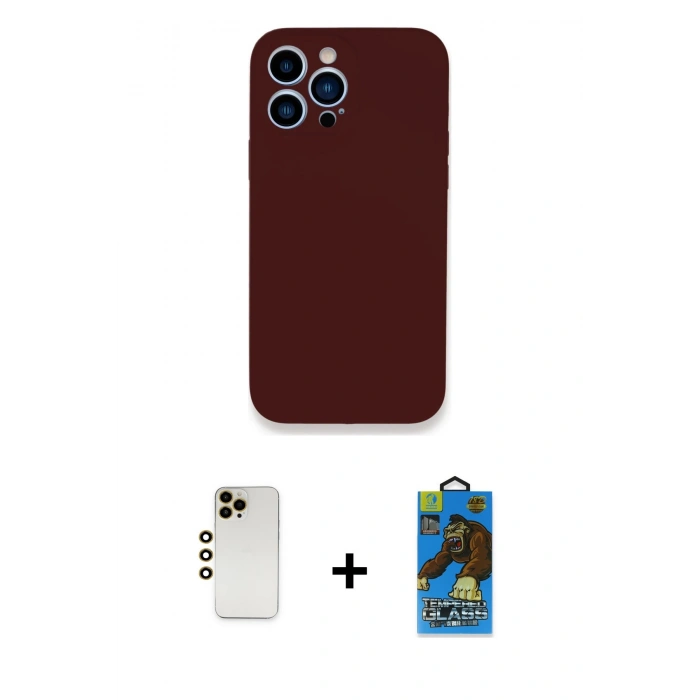 MARSİLYAN™- iPhone 13 Pro Max Kılıf Zirve Modern Özel Seri - Siyah 18D Cam Ekran Koruyucu + Shine Kamera Lens - GD
