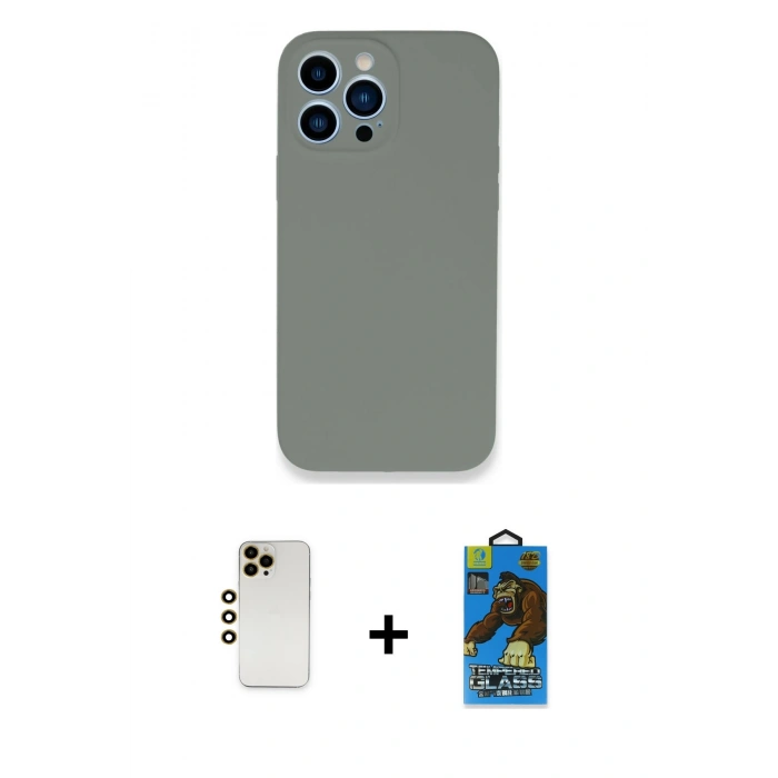 MARSİLYAN™- iPhone 13 Pro Max Kılıf Zirve Modern Özel Seri - Siyah 18D Cam Ekran Koruyucu + Shine Kamera Lens - GD