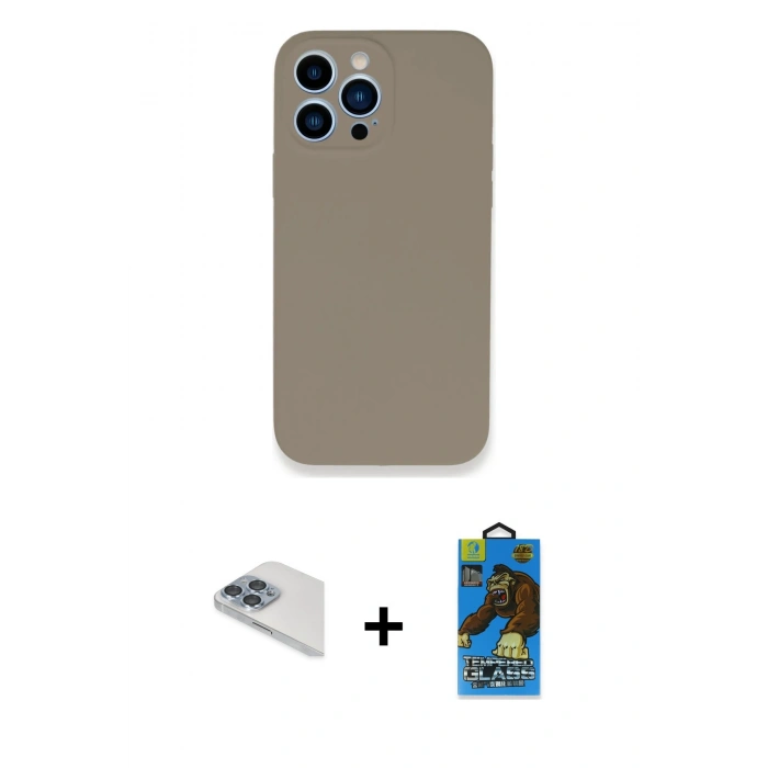 MARSİLYAN™- iPhone 13 Pro Max Kılıf Zirve Modern Özel Seri - Siyah 18D Cam Ekran Koruyucu + Sierra Blue Pers Alüminyum Kamera Lens