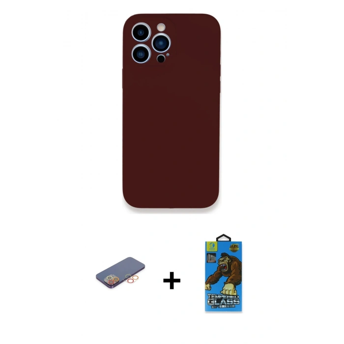 MARSİLYAN™- iPhone 13 Pro Max Kılıf Zirve Modern Özel Seri - Siyah 18D Cam Ekran Koruyucu + Renkli Kamera Lens Koruma Cam - TU