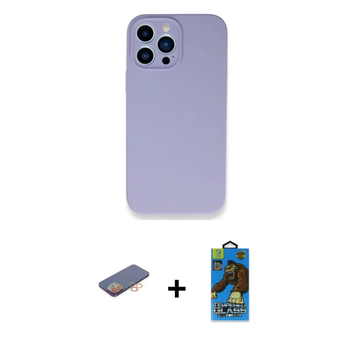 MARSİLYAN™- iPhone 13 Pro Max Kılıf Zirve Modern Özel Seri - Siyah 18D Cam Ekran Koruyucu + Renkli Kamera Lens Koruma Cam - TU