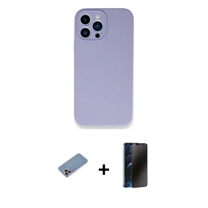 MARSİLYAN™- iPhone 13 Pro Max Kılıf Zirve Modern Özel Seri - Siyah 3D Antistatik Hayalet Cam Ekran Koruyucu + Shine Kamera Lens Koruma Cam - PE