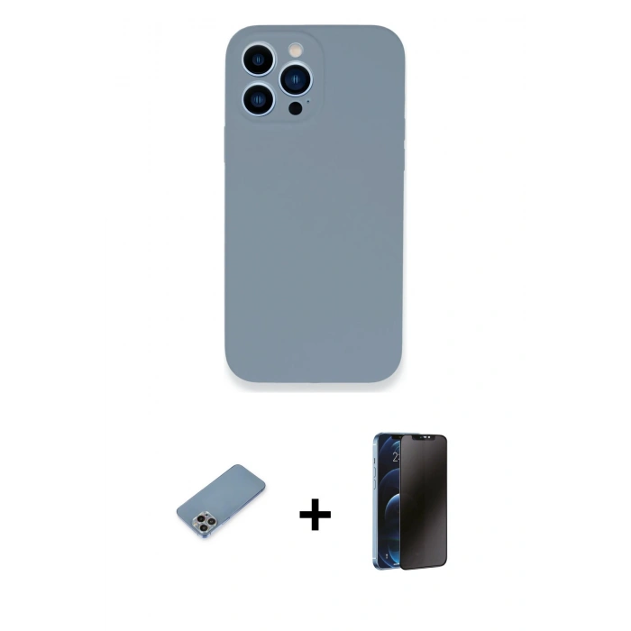MARSİLYAN™- iPhone 13 Pro Max Kılıf Zirve Modern Özel Seri - Siyah 3D Antistatik Hayalet Cam Ekran Koruyucu + Shine Kamera Lens Koruma Cam - GI