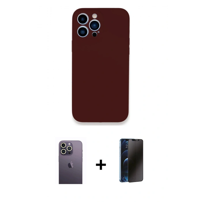 MARSİLYAN™- iPhone 13 Pro Max Kılıf Zirve Modern Özel Seri - Siyah 3D Antistatik Hayalet Cam Ekran Koruyucu + Neon Fosforlu Kamera Lens - BZ