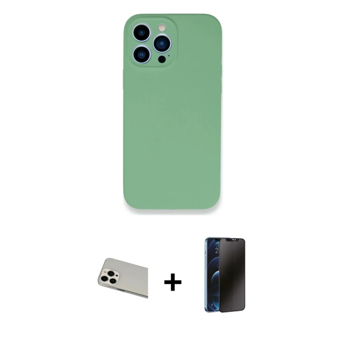 MARSİLYAN™- iPhone 13 Pro Max Kılıf Zirve Modern Özel Seri - Siyah 3D Antistatik Hayalet Cam Ekran Koruyucu + Rainbow Kamera Lens Koruma Cam - BZ