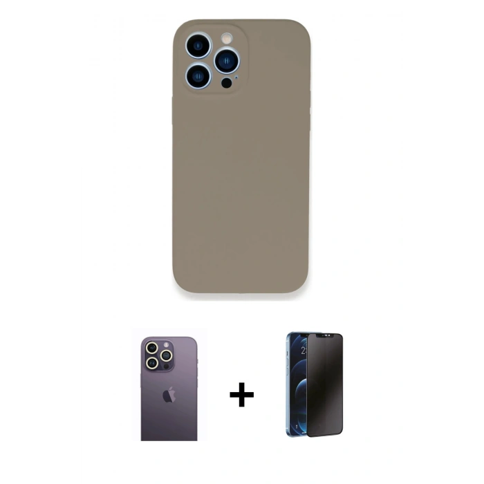 MARSİLYAN™- iPhone 13 Pro Max Kılıf Zirve Modern Özel Seri - Siyah 3D Antistatik Hayalet Cam Ekran Koruyucu + Neon Fosforlu Kamera Lens - BZ