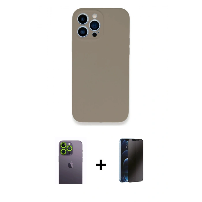 MARSİLYAN™- iPhone 13 Pro Max Kılıf Zirve Modern Özel Seri - Siyah 3D Antistatik Hayalet Cam Ekran Koruyucu + Neon Fosforlu Kamera Lens - YL