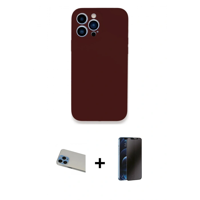 MARSİLYAN™- iPhone 13 Pro Max Kılıf Zirve Modern Özel Seri - Siyah 3D Antistatik Hayalet Cam Ekran Koruyucu + Rainbow Kamera Lens Koruma Cam - MI