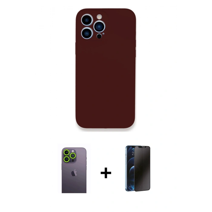 MARSİLYAN™- iPhone 13 Pro Max Kılıf Zirve Modern Özel Seri - Siyah 3D Antistatik Hayalet Cam Ekran Koruyucu + Neon Fosforlu Kamera Lens - YL
