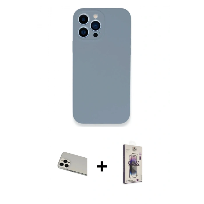MARSİLYAN™- iPhone 13 Pro Max Kılıf Zirve Modern Özel Seri - Siyah Bilvis 3D Cam Ekran Koruyucu + Beyaz Rainbow Kamera Lens Koruma Cam