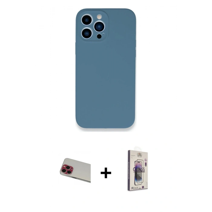 MARSİLYAN™- iPhone 13 Pro Max Kılıf Zirve Modern Özel Seri - Siyah Bilvis 3D Cam Ekran Koruyucu + Rainbow Kamera Lens Koruma Cam - KI