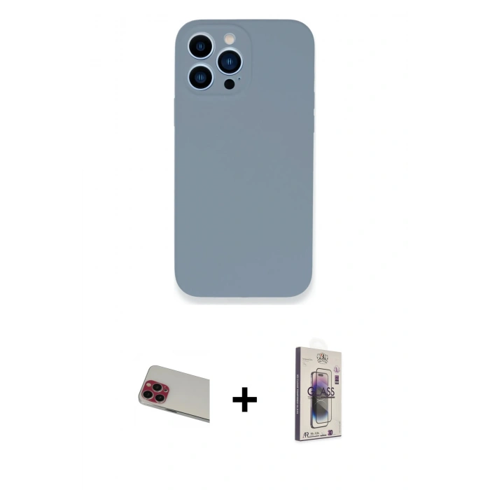 MARSİLYAN™- iPhone 13 Pro Max Kılıf Zirve Modern Özel Seri - Siyah Bilvis 3D Cam Ekran Koruyucu + Rainbow Kamera Lens Koruma Cam - KI